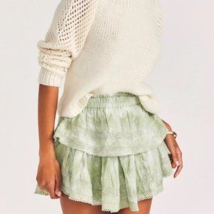 Love Shack Fancy Ruffle Mini Skirt Green XS